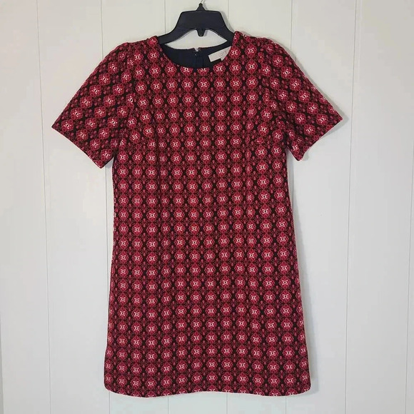 Ann Taylor LOFT Dresses & Skirts - LOFT Scroll Floral Jacquard Shift Dress In Red And Black - Women Size: M